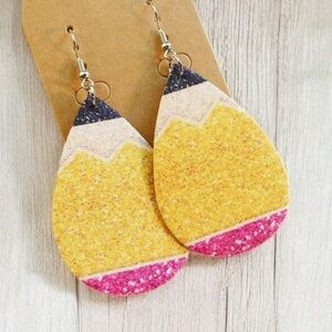 NWT Pencil Glitter Earrings Lightweight Double-Sided Teacher‎ Gift